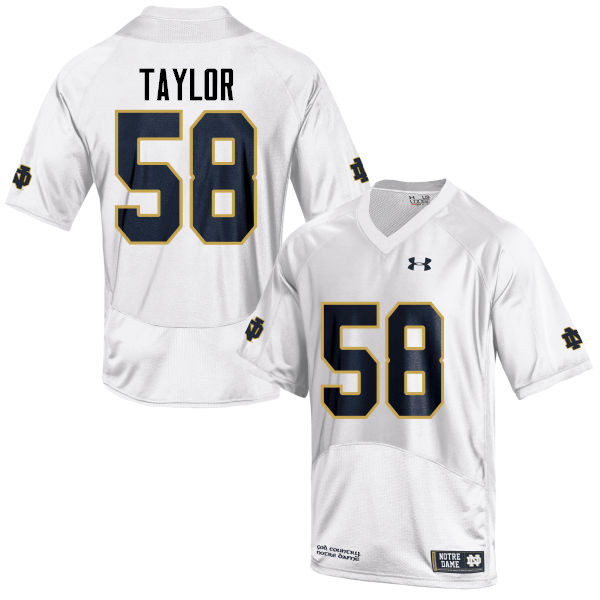 Men's NCAA Notre Dame Fighting Irish #58 Elijah Taylor Stitched College Under Armour Authentic White Football Jersey KD10M41CA